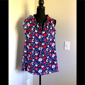 Kate Spade EUC floral print lined sleeveless 100% silk blouse